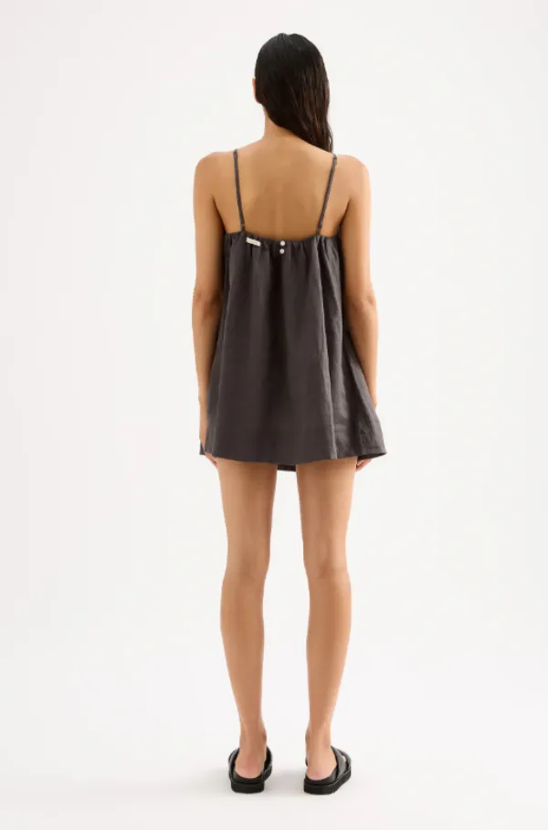 Lounge Linen Dress Coal