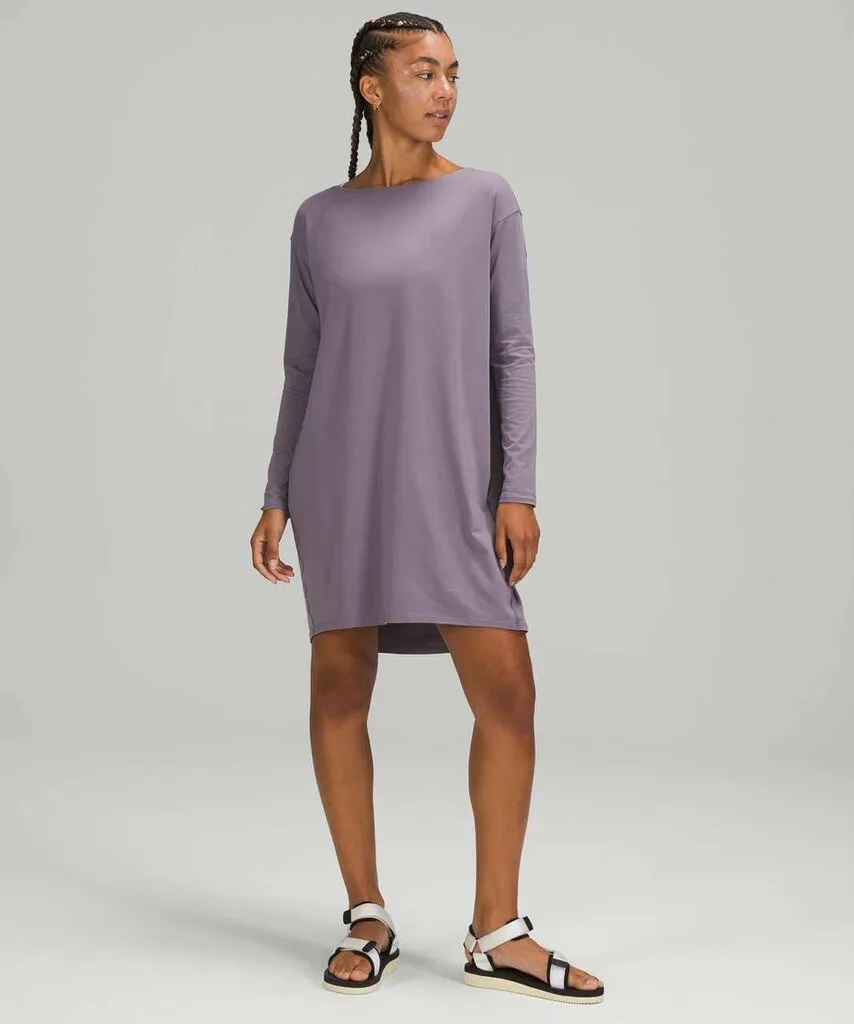 Lululemon Back in Action Long Sleeve Dress In Dusky Lavender - Size 14