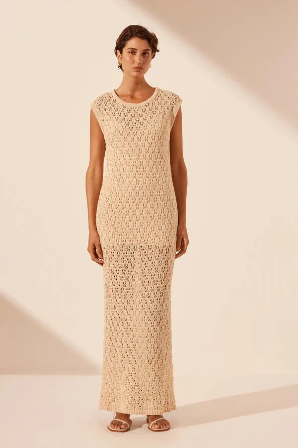 Shona Joy Emilio Round Neck Maxi Dress - Oat