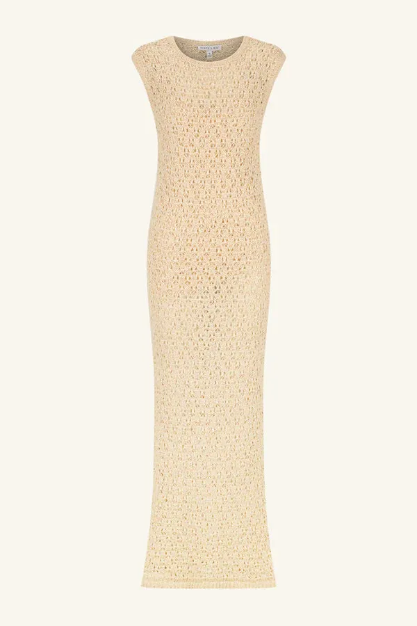 Shona Joy Emilio Round Neck Maxi Dress - Oat