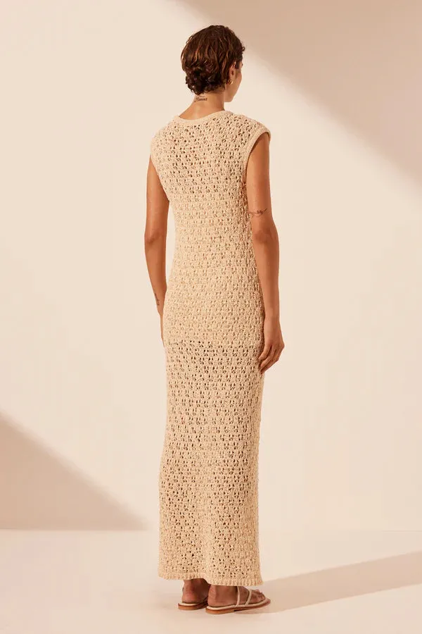 Shona Joy Emilio Round Neck Maxi Dress - Oat