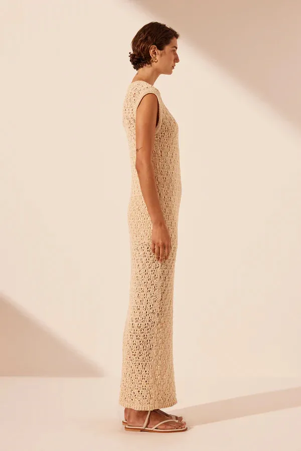 Shona Joy Emilio Round Neck Maxi Dress - Oat